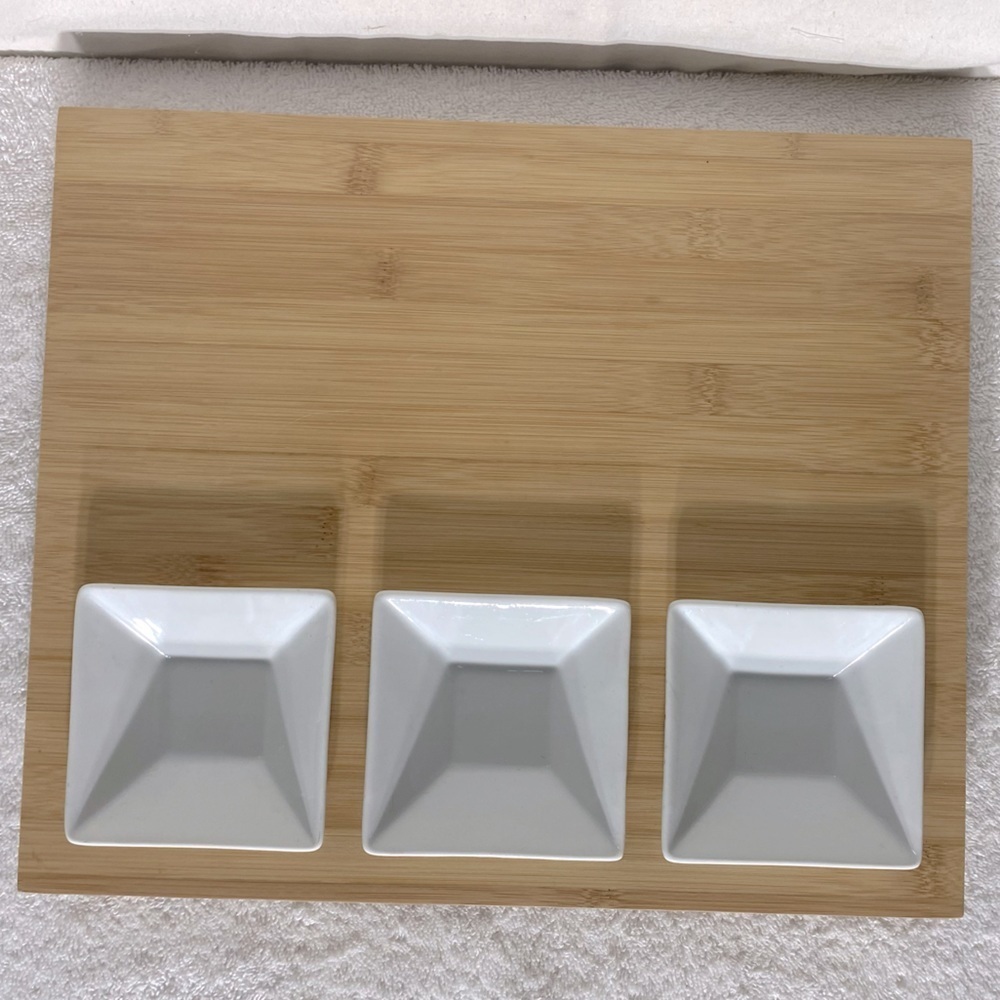 Living Quarters Charcuterie Board With 3 Square Bowls